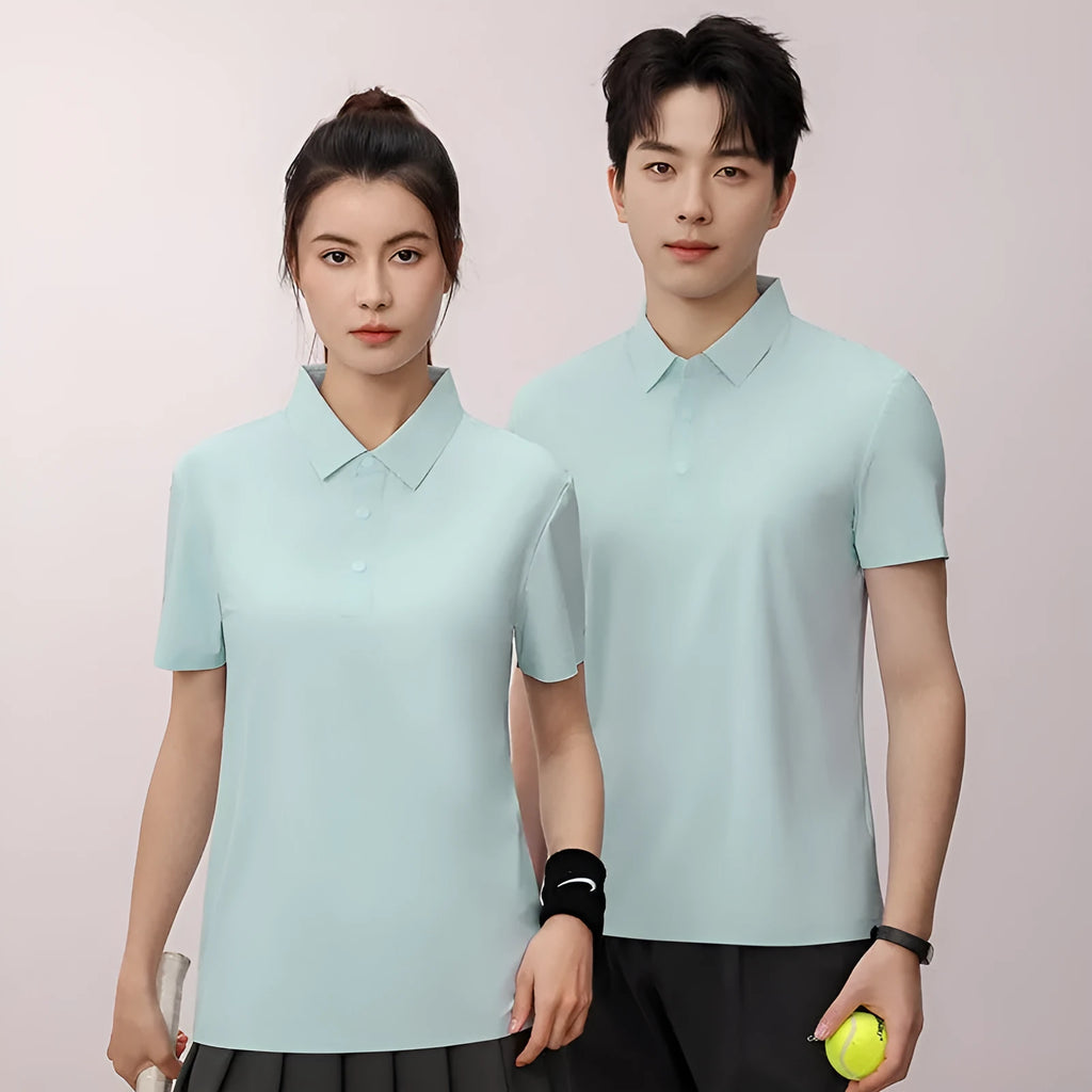 Man's brocade polo shirt in apple green with ammonia seamless short sleeves for summer sports