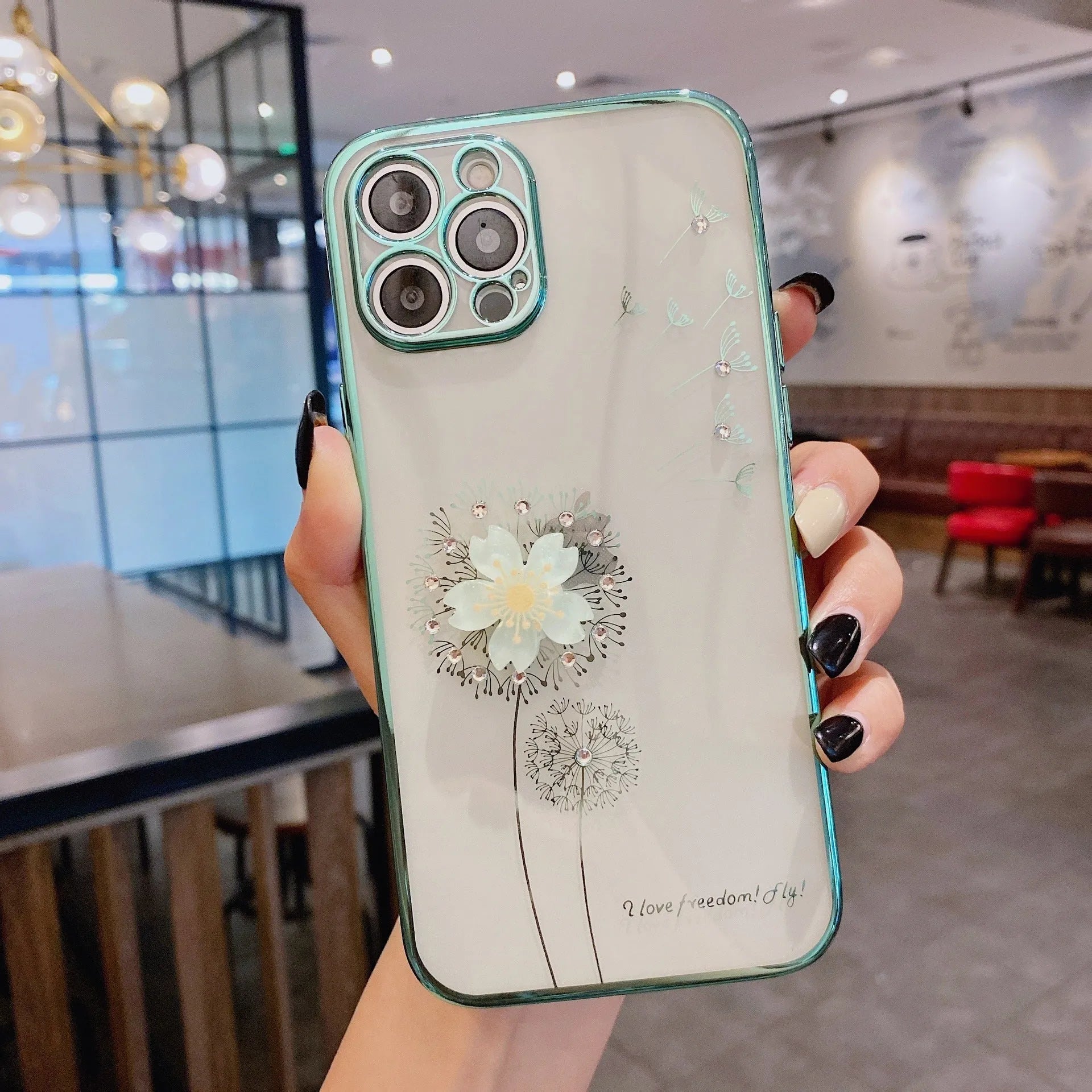 3D floral design phone case with spin stand for iPhone models