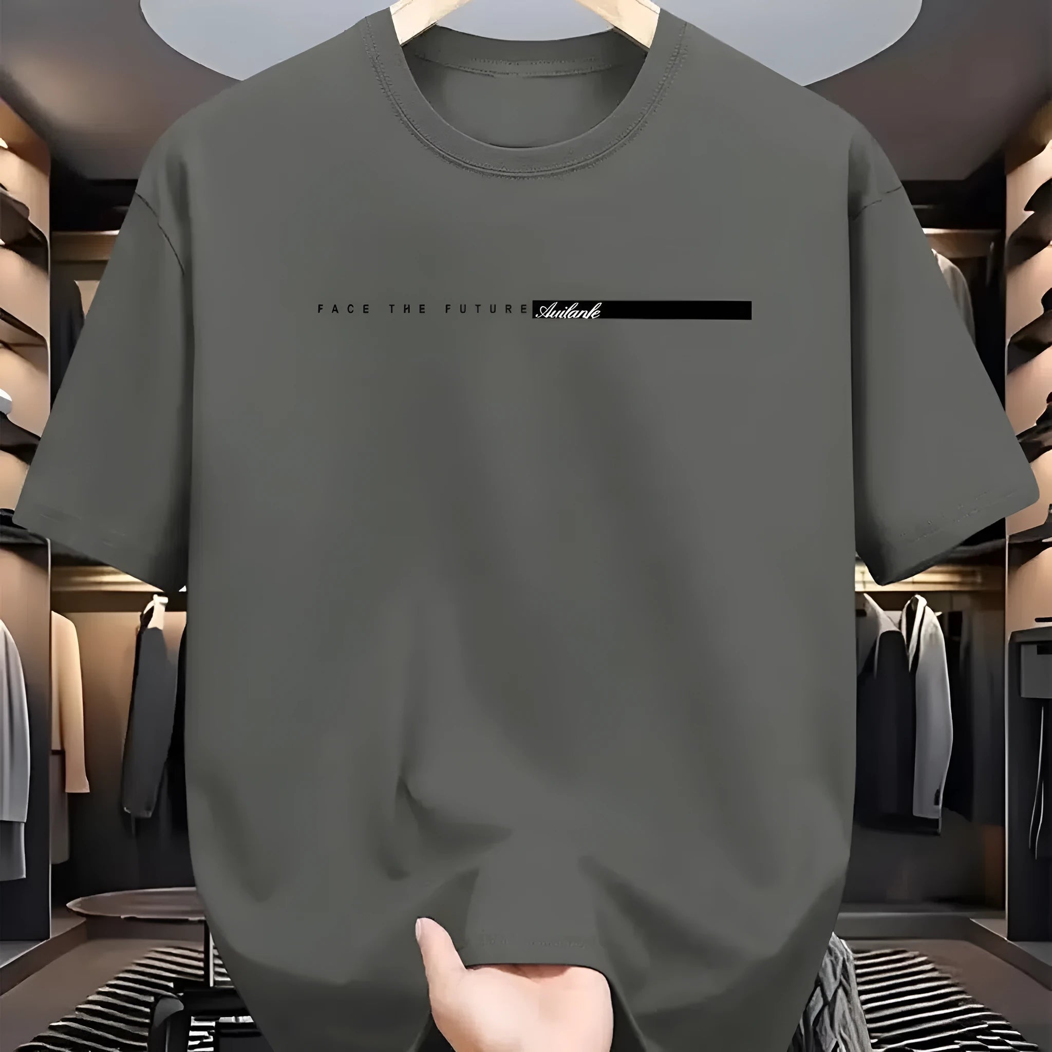 Men's cotton blend half sleeve bottoming shirt in solid colour loose fit
