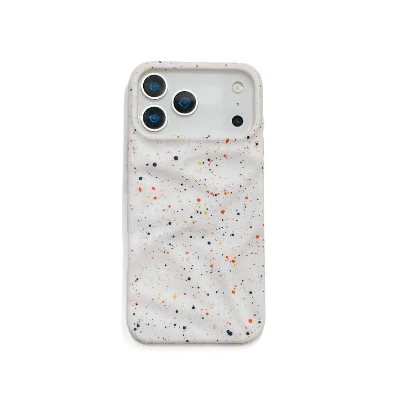 TPU phone case with splash ink pattern in black fitted on an iPhone showing the camera cutout