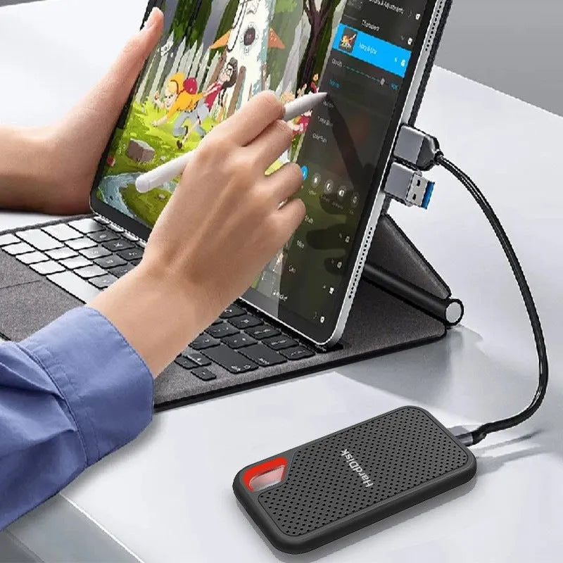 Black mobile SSD external hard drive with Type-C 3.1 interface