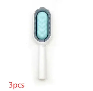 Green plastic pet hair removal comb with disposable wipes sticker for cats and dogs