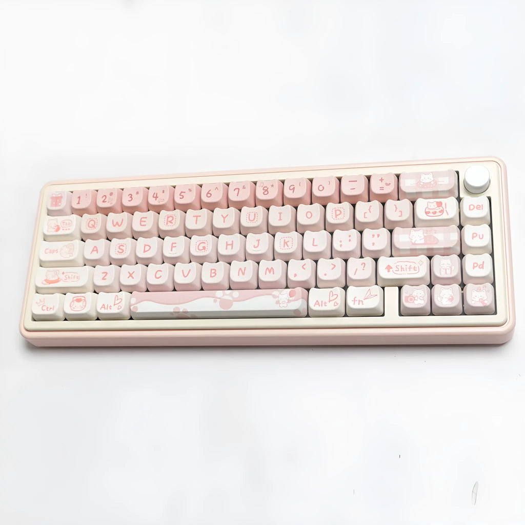 Full set of PBT sublimation keycaps for mechanical keyboards showing over 98 keys