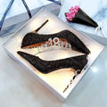 Silver crystal stiletto wedding shoe with PU upper and 7cm heel on a light background