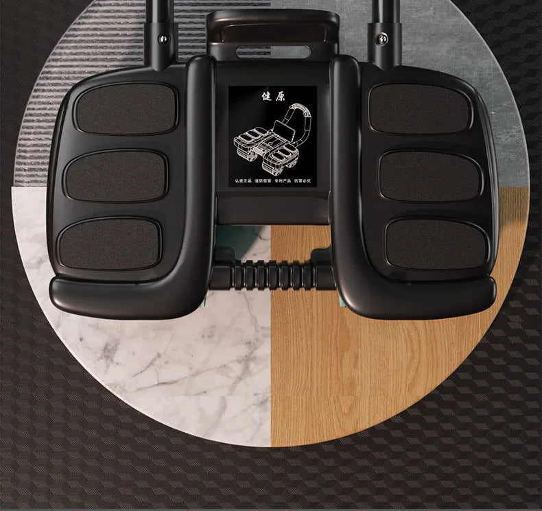 Intelligent four-wheel abdominal wheel with automatic rebound handles and elbow support pads in orange