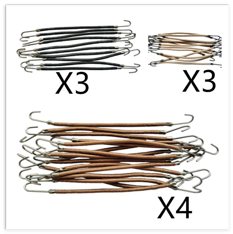 Double hook wig attachment tools in black, dark brown, and light brown colours