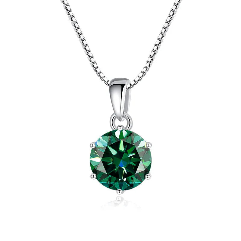 925 silver round moissanite pendant on snake chain, 1 carat 6.5mm stone, animal zodiac style