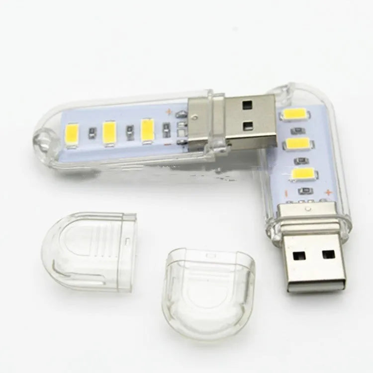 Mini USB outdoor camping night light with warm white and white light options, dimensions 59mm x 18mm x 9mm