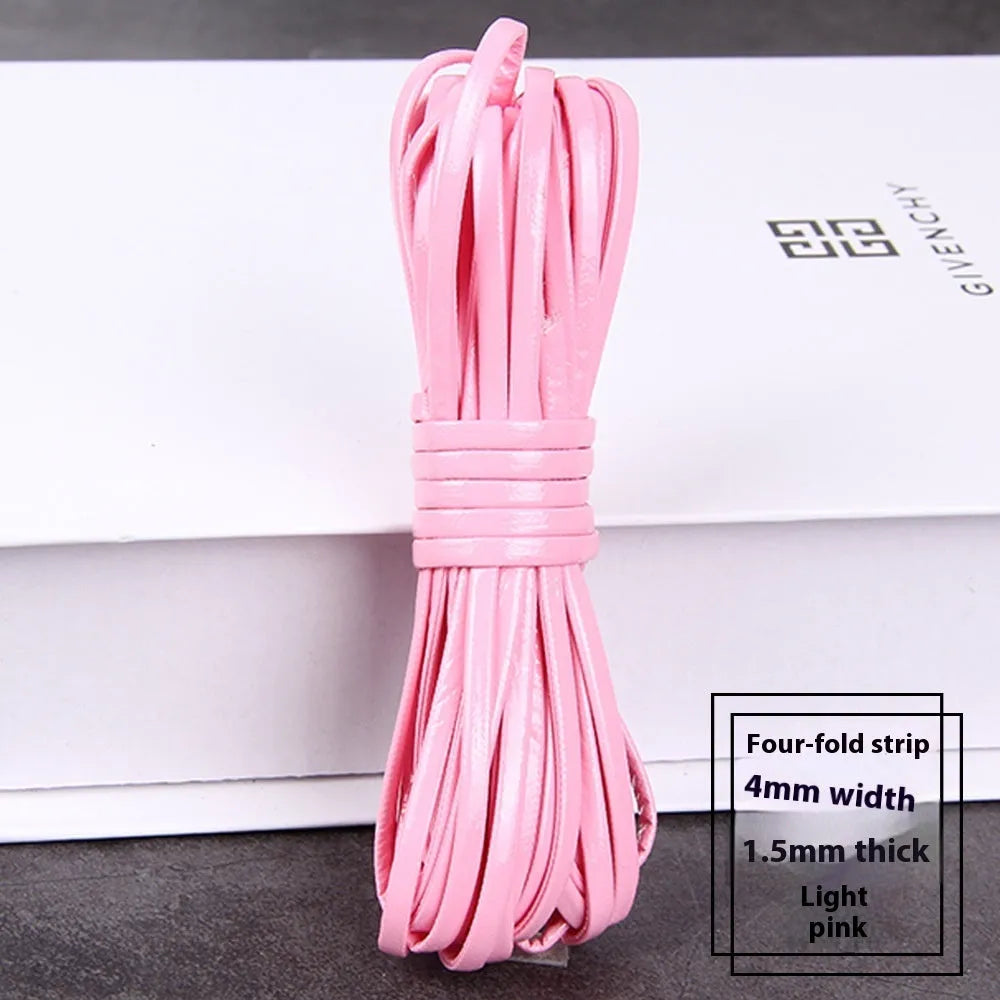 PU leather woven string cord in multiple colours showing different width options for crafting