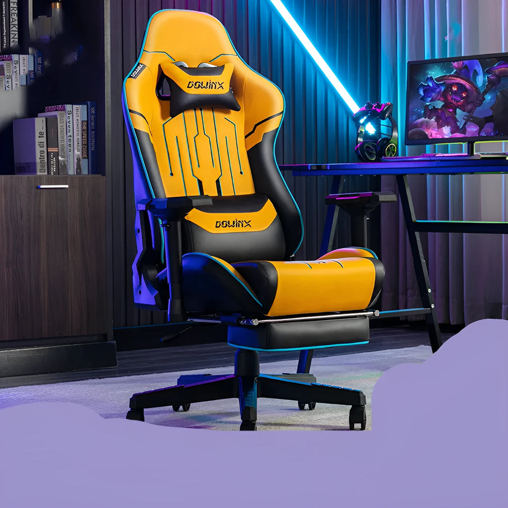 Dowinx Ls-6010 gaming chair with 4D armrests in black, grey, or yellow colours
