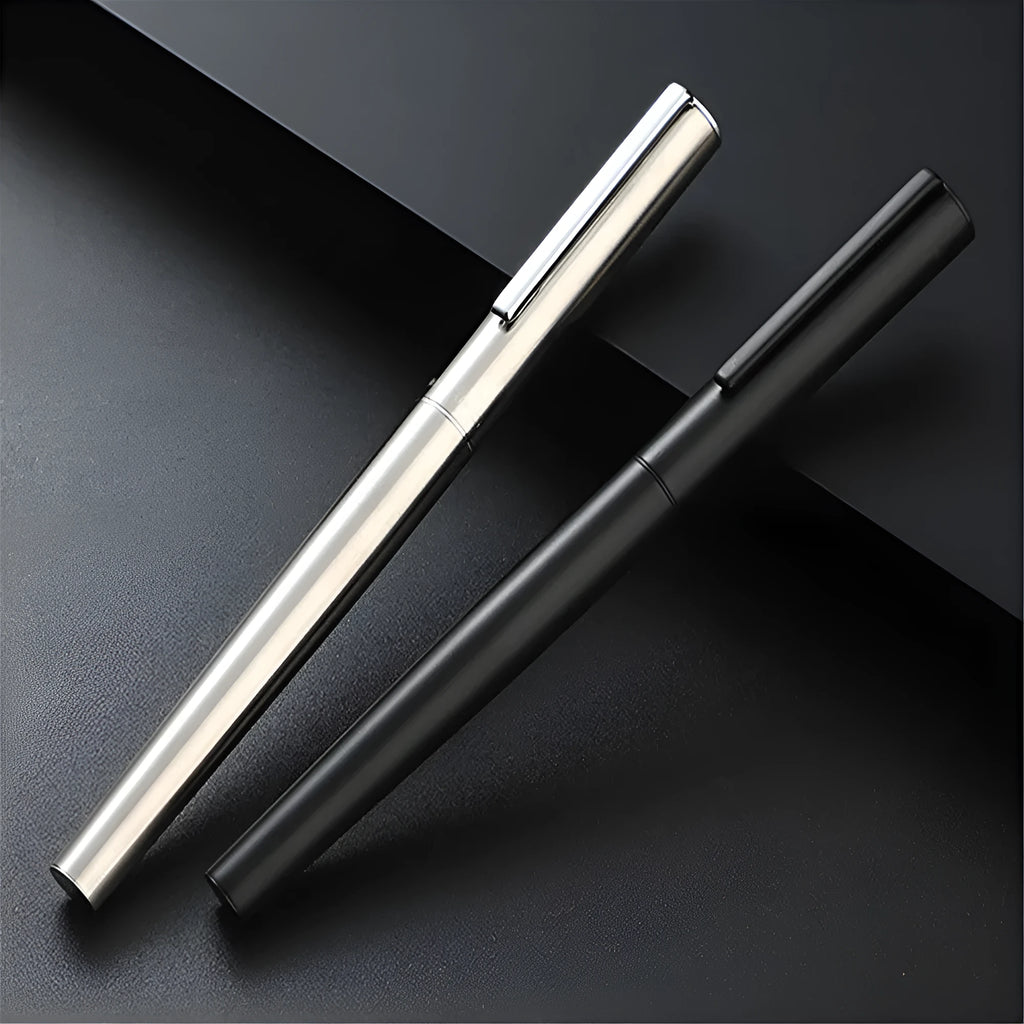 Jinhao all-steel fountain pen with stainless steel nib, available in EF or F tip, metal body