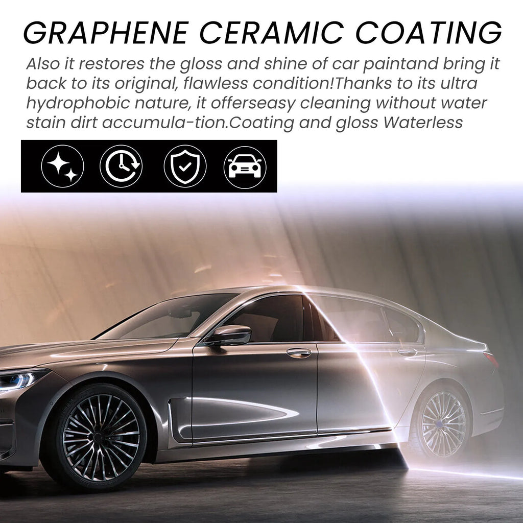 Automotive graphene ceramic coating kit with 70ml solution, sponge, towel, gloves and coating cloths