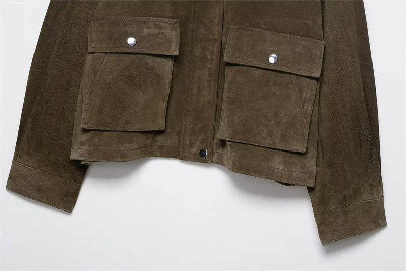 Women's casual PU jacket in Japanese Korean style with medium thickness regular fit