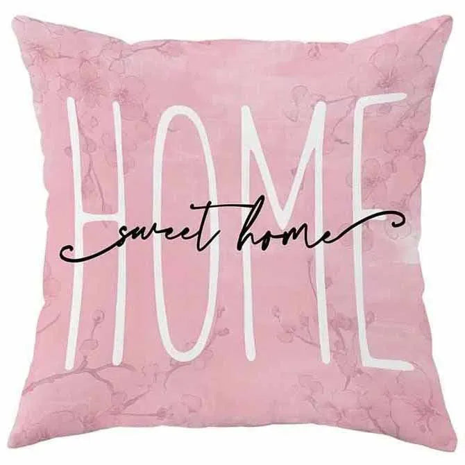 Square short velvet pillow cover with cherry blossom print, 45cm size, shown in one of four colour options.