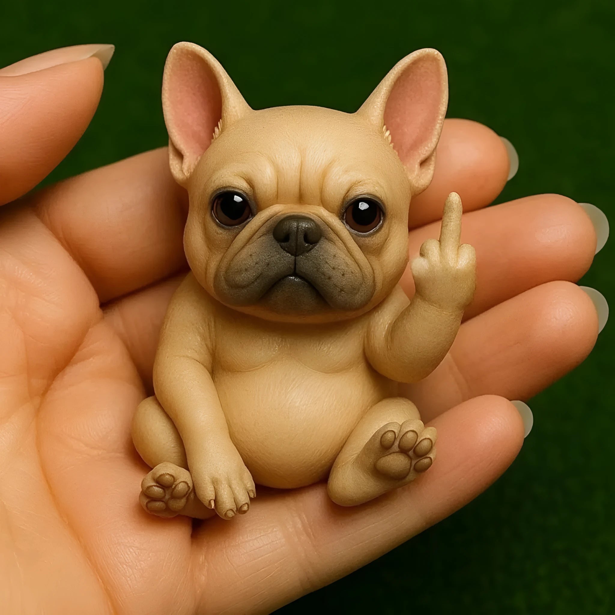 Mini funny animal resin doll with middle finger gesture in cat, dog, elephant styles.