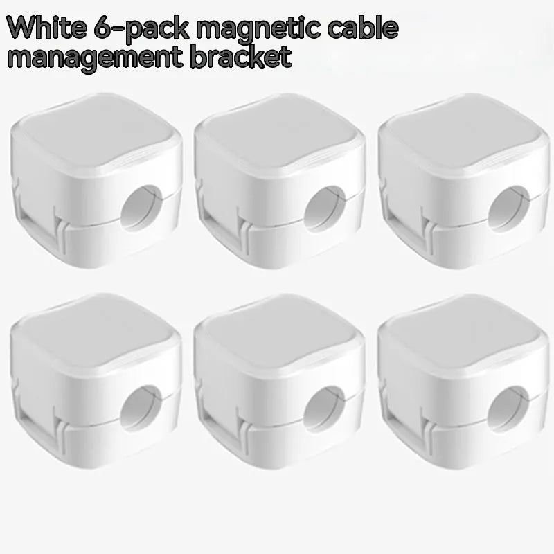 Magnetic cable management clips in white and black with adhesive backing