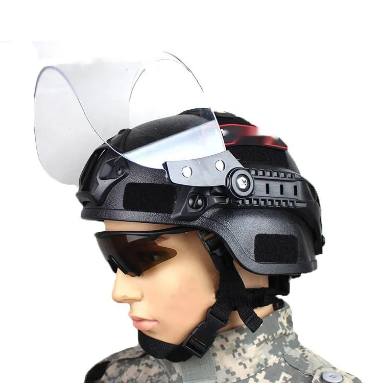 Transparent anti-riot tactical helmet with explosion-proof mask in multiple colour options