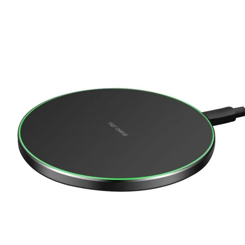 Wireless phone charger disc aluminium alloy Qi fast charging pad 15W 20W 30W 35W black