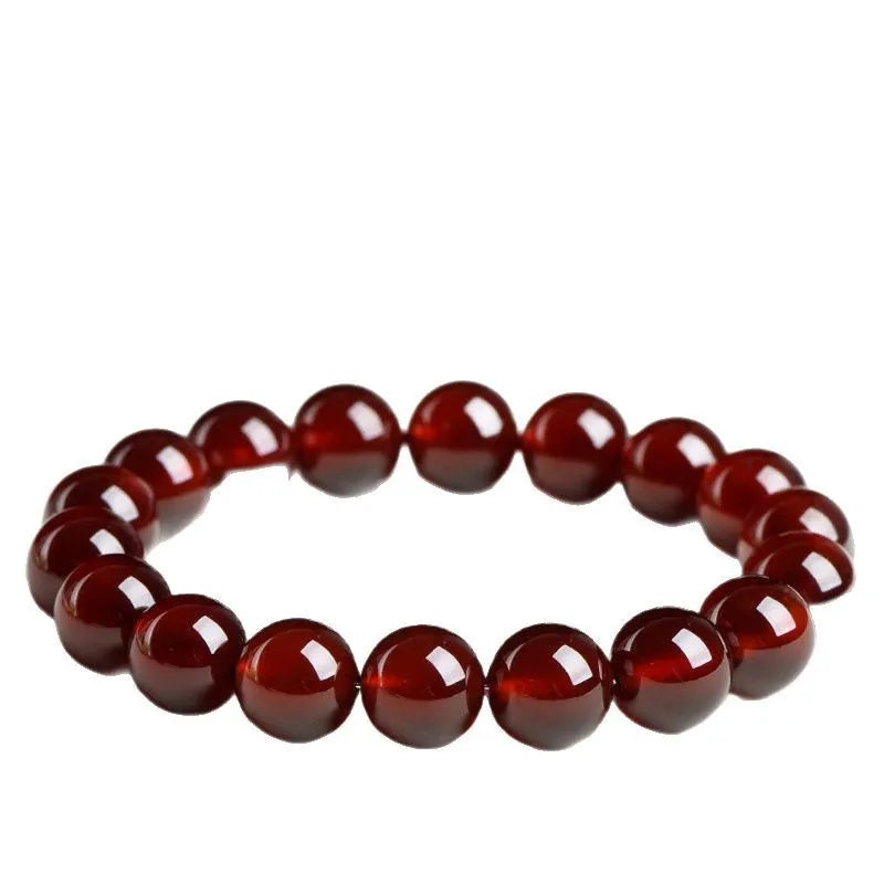 Natural orange red garnet crystal bracelet with ruyi motif in retro unisex design