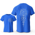 Viking rune compass graphic printed on a men's pure cotton t-shirt.