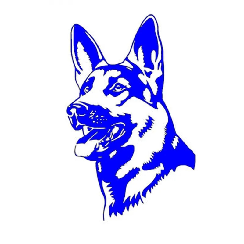Reflective Alsatian Shepherd dog car bumper sticker in multiple colour options