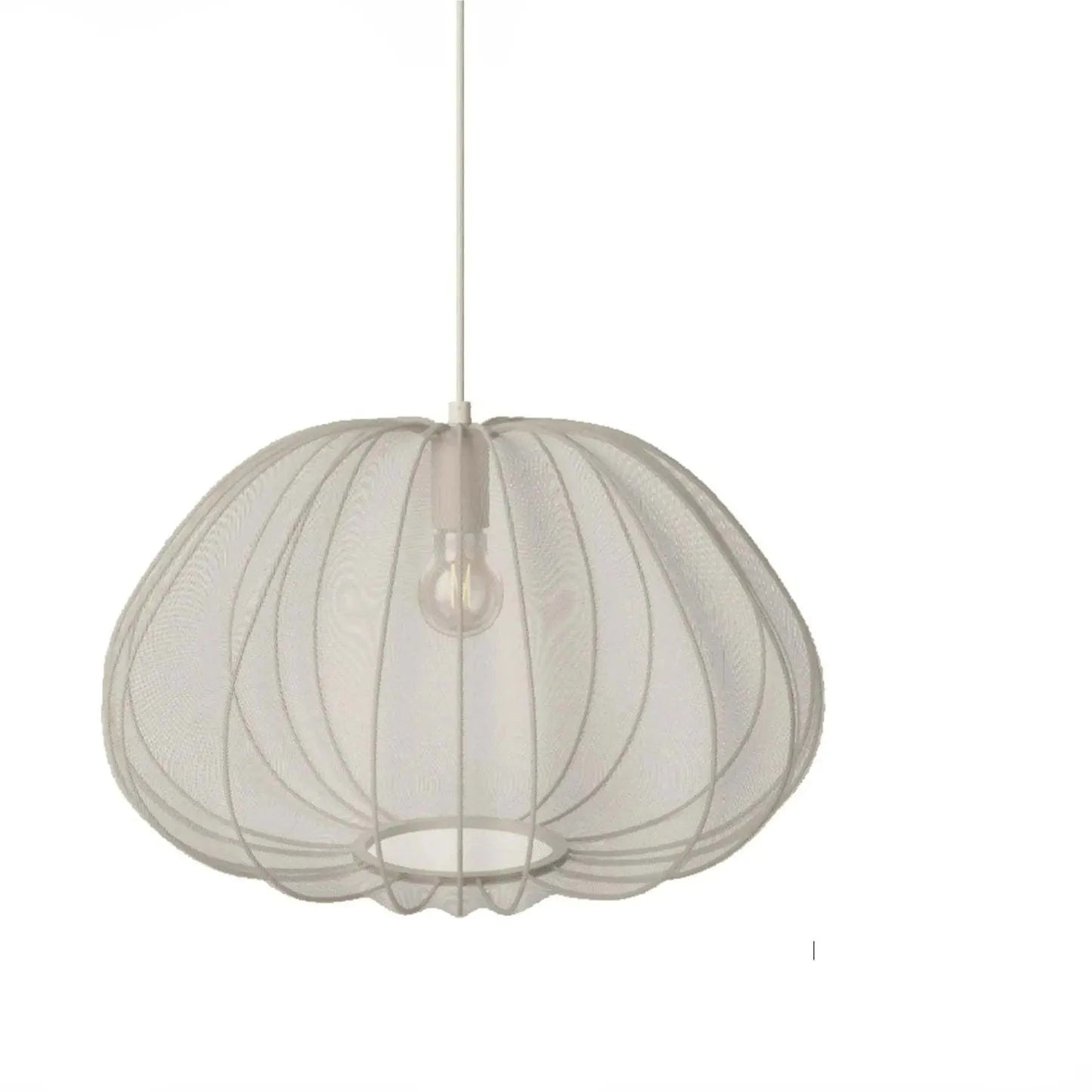 Japanese style pumpkin-shaped ceiling pendant lamp with branching arms and integrated LED lighting in grey blue finish