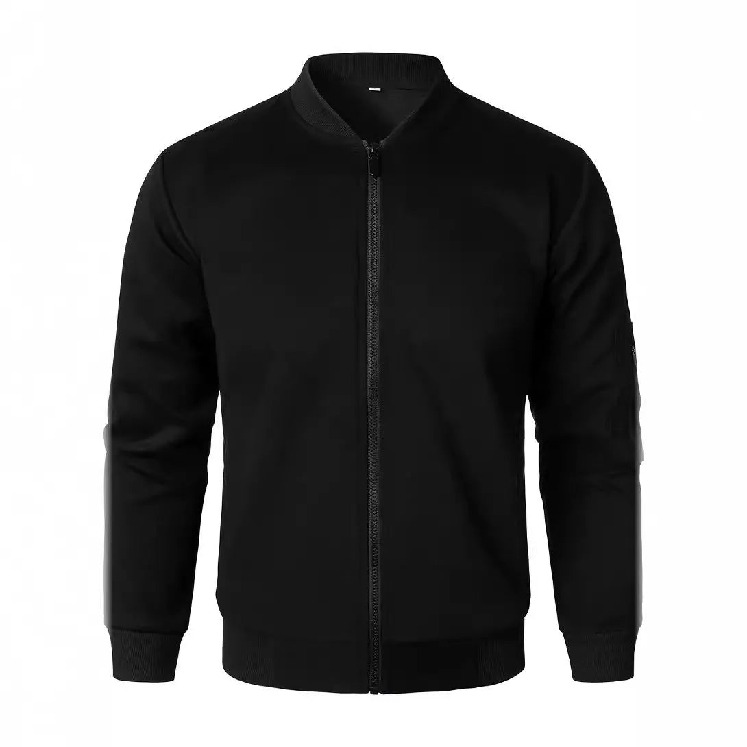Men's knitted jacket in black, cotton-polyester, loose fit, long sleeves, light business style