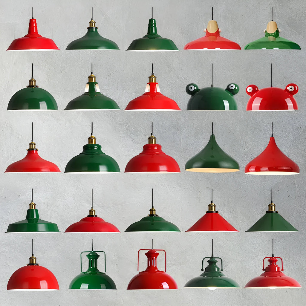 Retro industrial dark green wrought iron ceiling lamp with nostalgic lampshade on ceiling