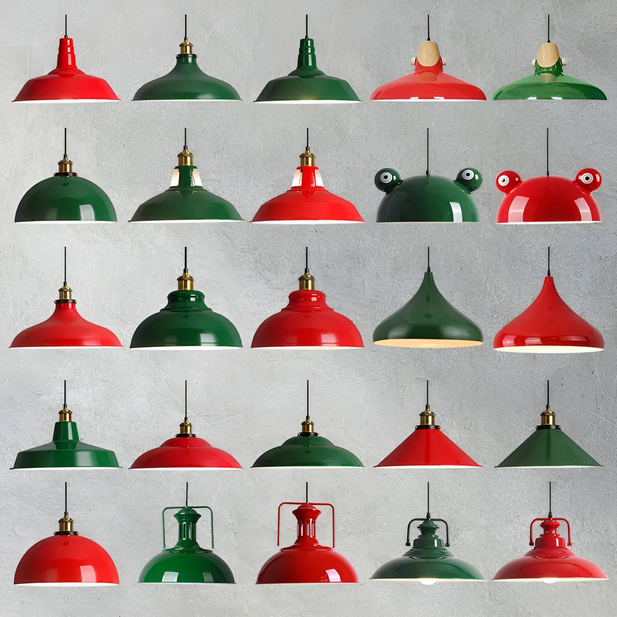 Retro industrial dark green wrought iron ceiling lamp with nostalgic lampshade on ceiling