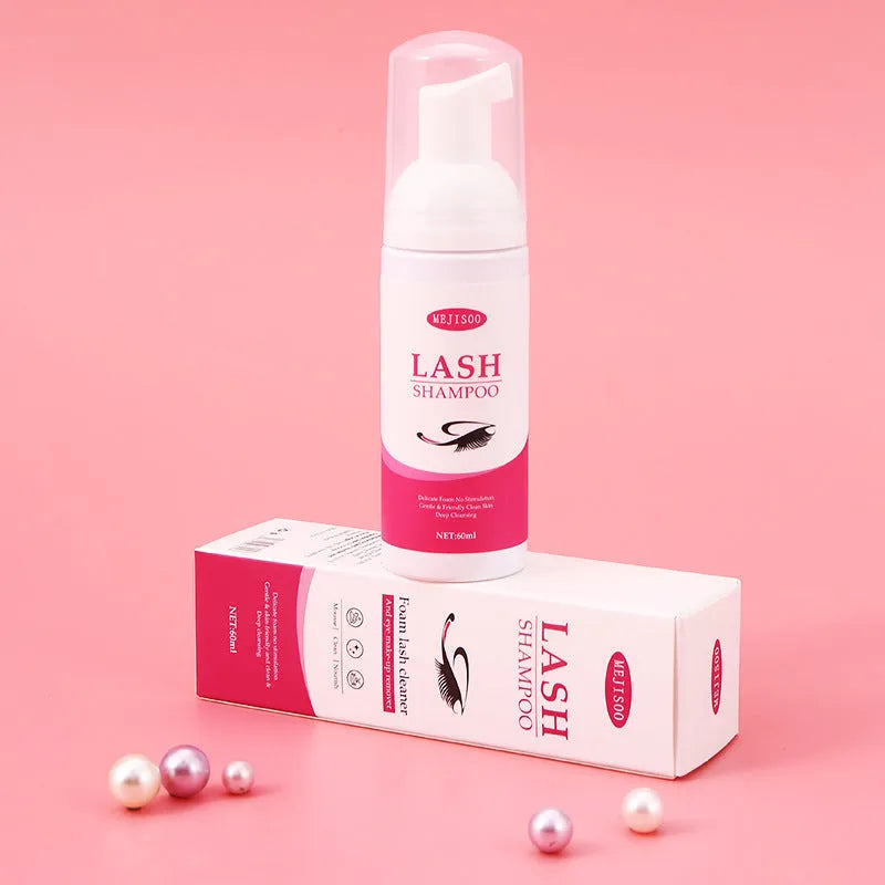 60ml lash shampoo mousse bottle for eyelash extension cleaning measuring 3.7cm wide