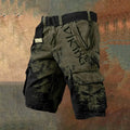 Man wearing black polyester shorts with a 3D digital printed pattern.