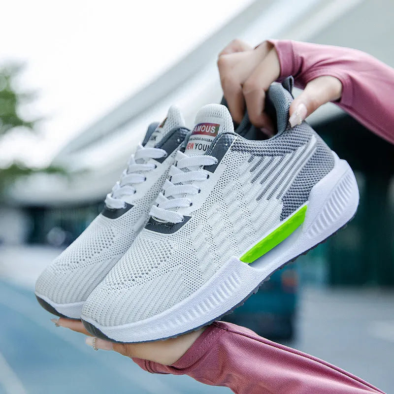 Men's blue, grey, and green breathable mesh casual shoes with cloth upper and moulded sole.