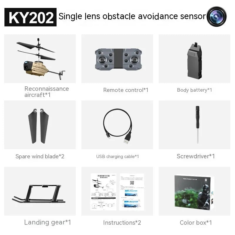 Heifeng gray reconnaissance UAV helicopter with obstacle avoidance sensors and remote control