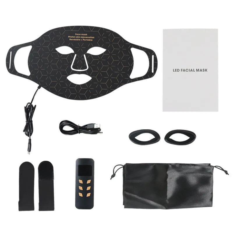 Infrared colour light skin rejuvenation apparatus with face mask kit in black and white colour options