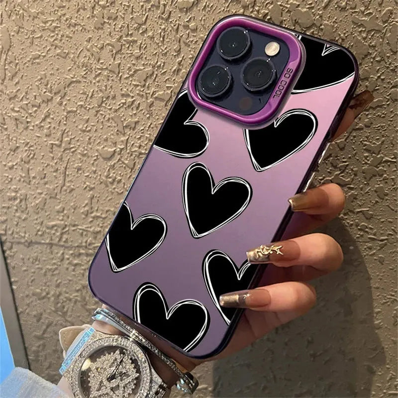 Heart mobile phone shell PC laser love pattern gray case for Apple iPhone models