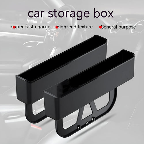 Plastic car seat gap storage box slit organiser in black, white, orange or red colour options