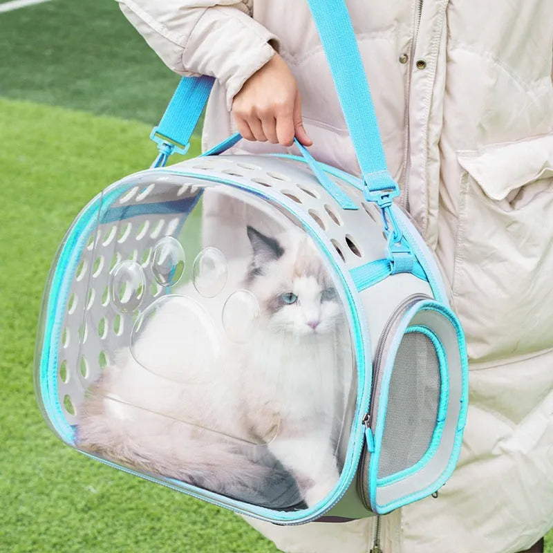Transparent EVA space capsule cat backpack carrier in grass green colour with large 42x28x35cm interior