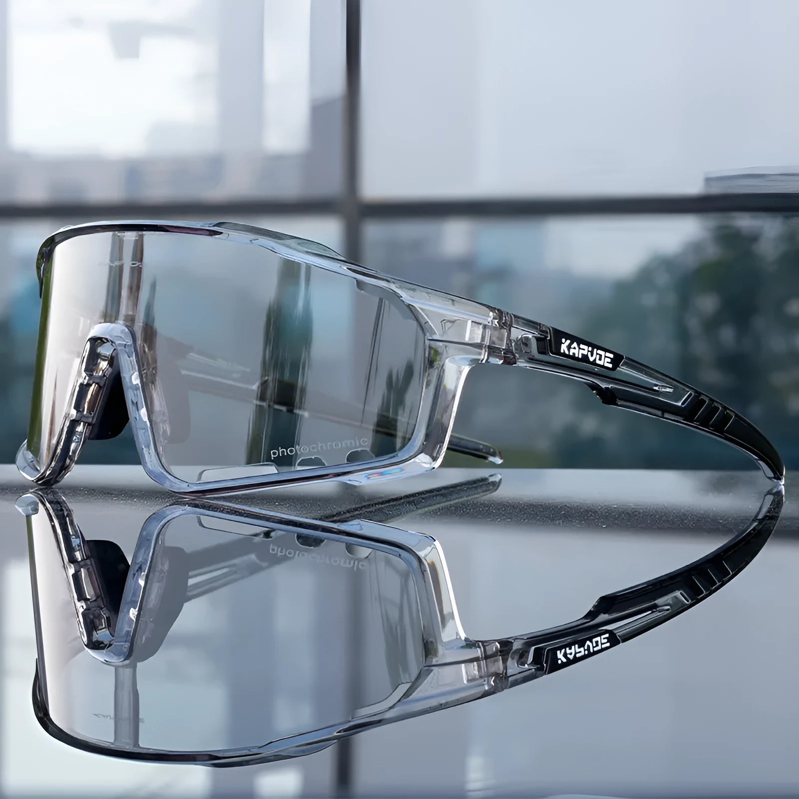 TR90 semi-rimless cycling sunglasses with photochromic lens in multiple colour options