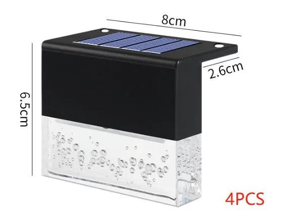 Waterproof RGB LED solar step light with warm white and colour change modes for outdoor stairs