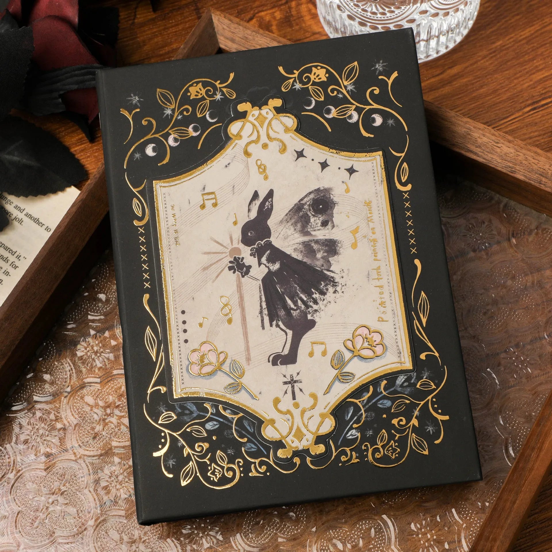 Retro Gothic style A5 notebook with animal theme cover, size 11.6 by 16.5 centimetres.