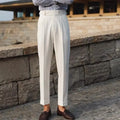 Men's slim fit polyester suit trousers in straight leg design for business formal wear