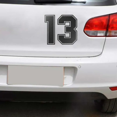 Funny number 13 automobile sticker in black, 15 cm, PET material for car rear window