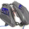 Pair of YAMAHA NMAX carbon fibre side lamps with LED lights in choice of blue or red