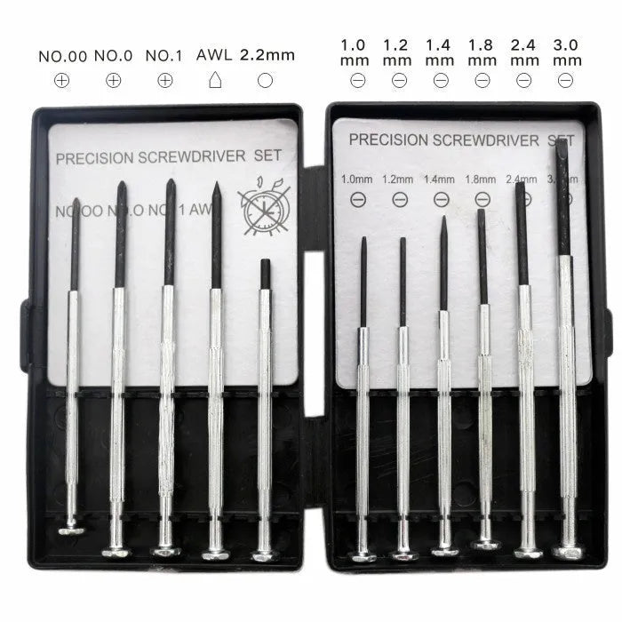 TH-6177 11-piece steel screwdriver set with crosshead and slotted bits on a white background