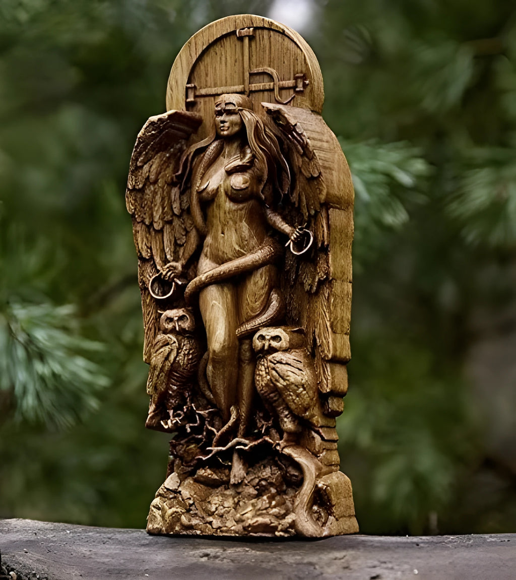 Synthetic resin Greek goddess statue on a base, 22cm tall, shown in one of three available colour finishes.