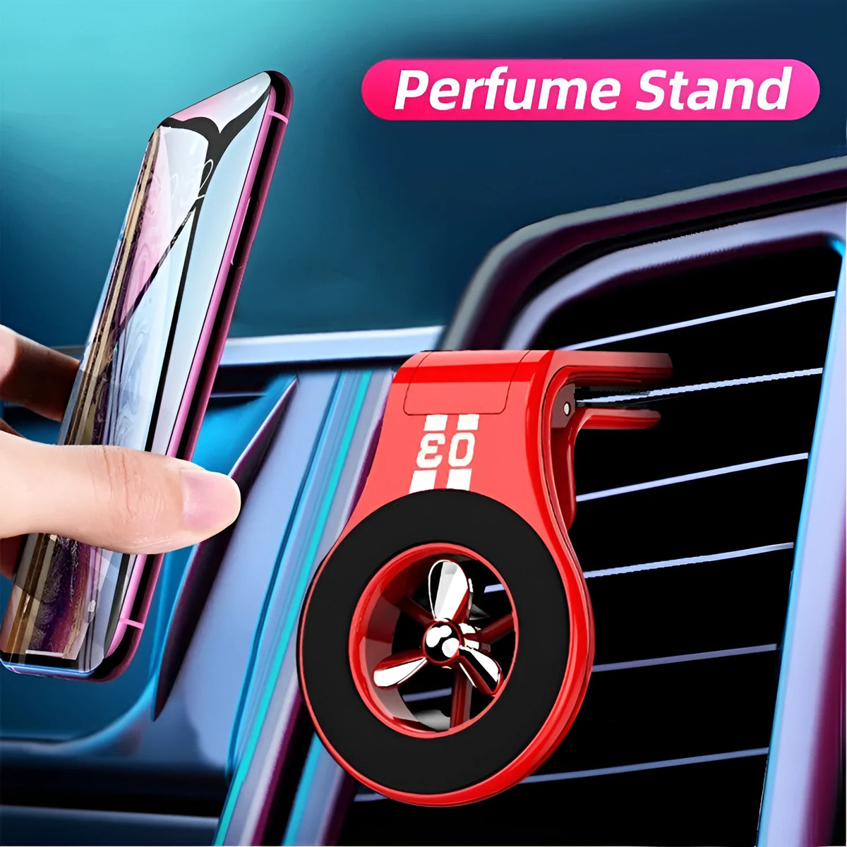 Black perfume universal air vent paddle rotation magnetic stand car phone holder with fragrant slice