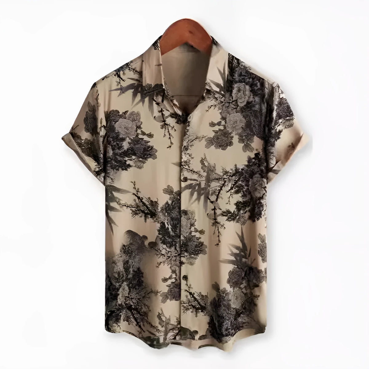 Hawaiian printing lapel short sleeve shirt in floral pattern with polyester fabric and digital print, available in multiple colours