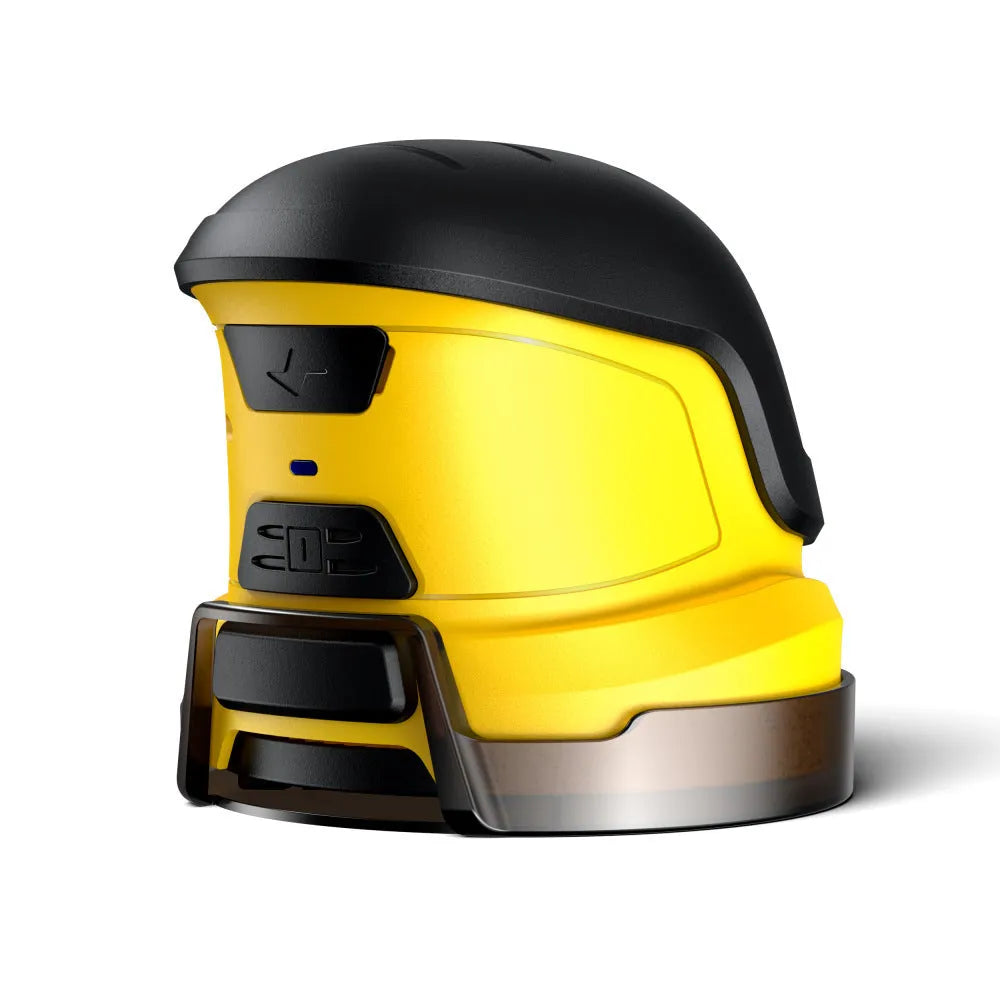 Yellow cordless electric snow scraper for car windows with USB charging cable