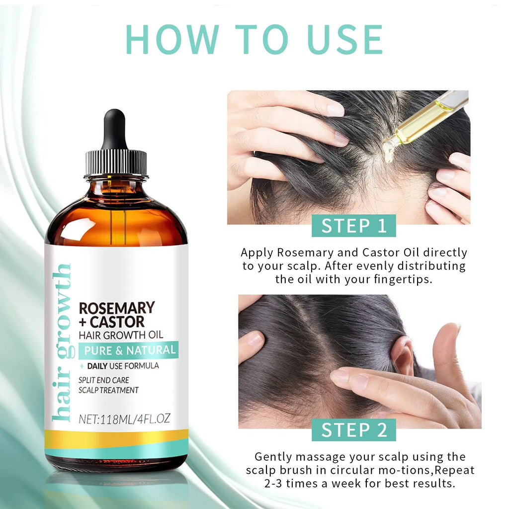 118ml bright yellow hair treatment oil bottle with a massage brush applicator.