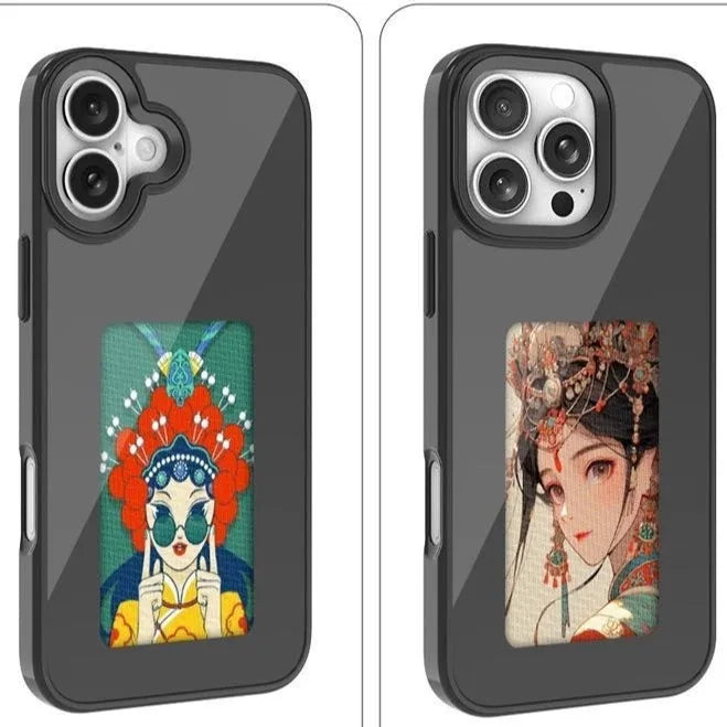 Smart NFC screen projection DIY phone case in black with TPE fall protection for iPhone 13 Pro